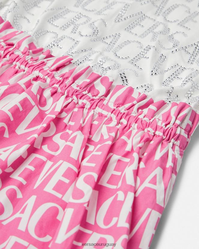 Versace vestido por toda la prenda niños blanco y rosa ropa H88R0H1980