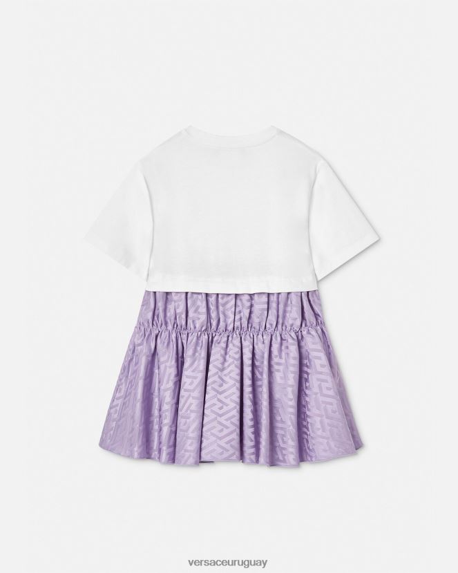 Versace vestido tipo camiseta con greca niños blanco y lila ropa H88R0H1996