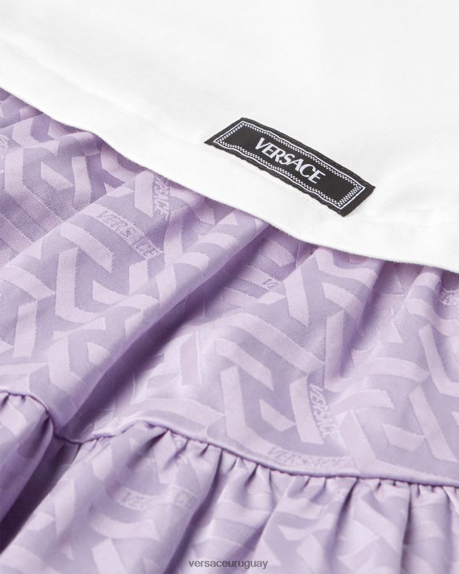 Versace vestido tipo camiseta con greca niños blanco y lila ropa H88R0H1996