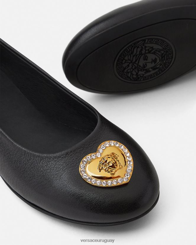 Versace bailarinas con medusa y corazón de cristal niños negro zapato H88R0H2032