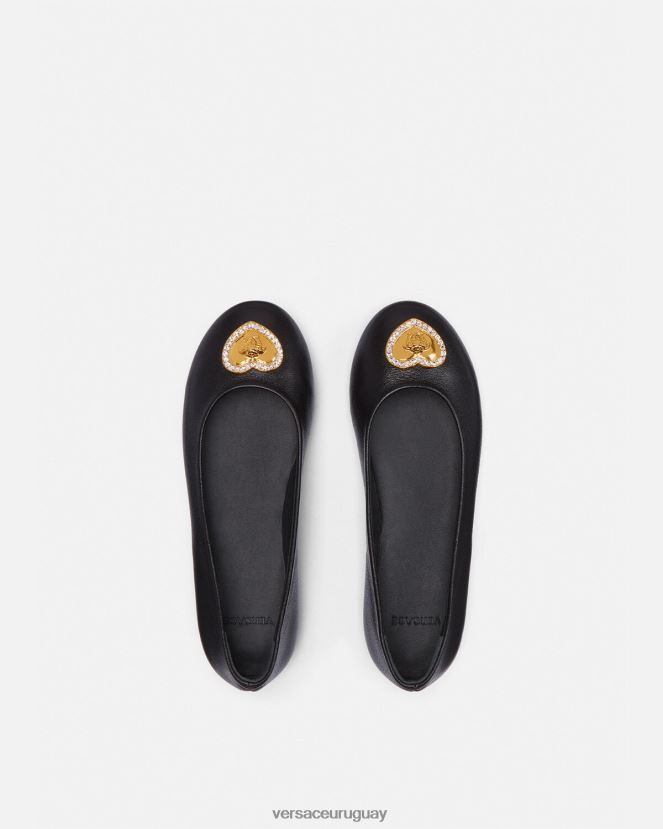 Versace bailarinas con medusa y corazón de cristal niños negro zapato H88R0H2032