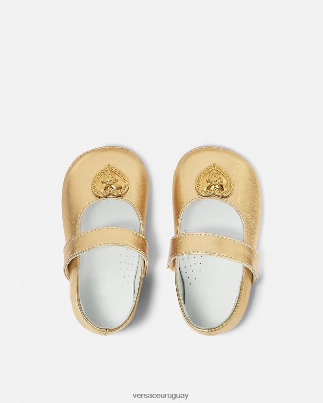 Versace bailarinas de bebé con medusa y corazón niños oro zapato H88R0H1847