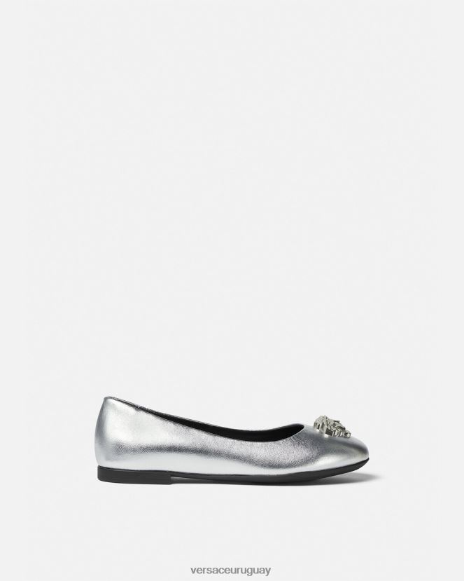 Versace bailarinas la medusa metalizadas niños gris zapato H88R0H2029