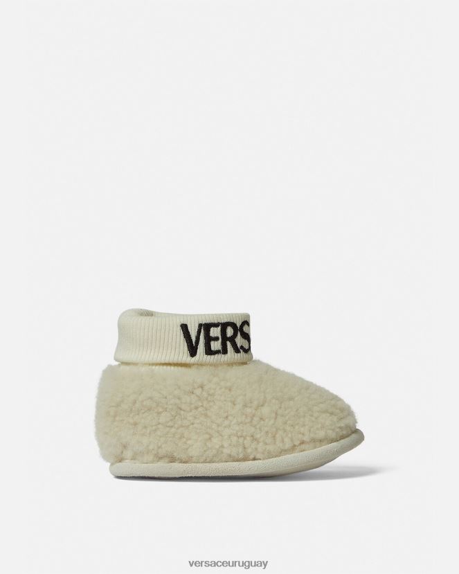 Versace botas de bebé con logo de peluche niños beige zapato H88R0H1849