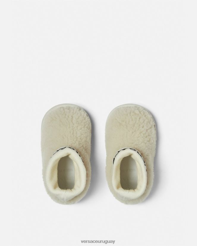 Versace botas de bebé con logo de peluche niños beige zapato H88R0H1849