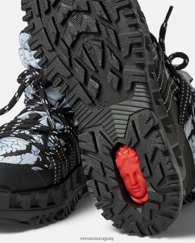 Versace botas de nieve con silueta barroca niños blanco negro zapato H88R0H2034