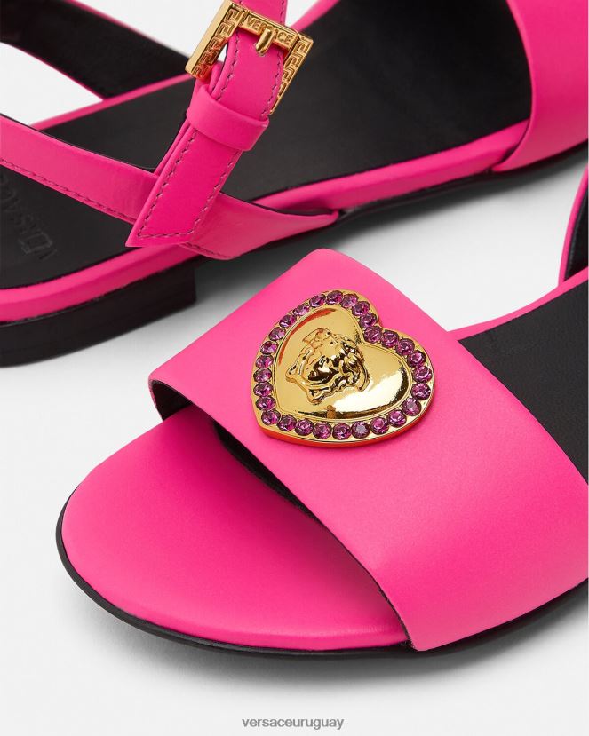Versace sandalias con corazón de cristal y medusa niños fucsia zapato H88R0H2040