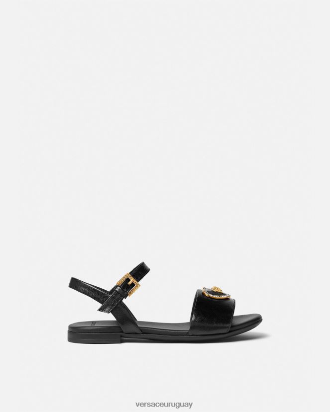 Versace sandalias con corazón de cristal y medusa niños negro zapato H88R0H2028