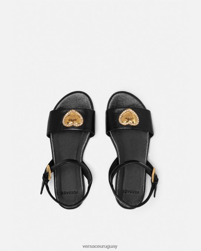 Versace sandalias con corazón de cristal y medusa niños negro zapato H88R0H2031