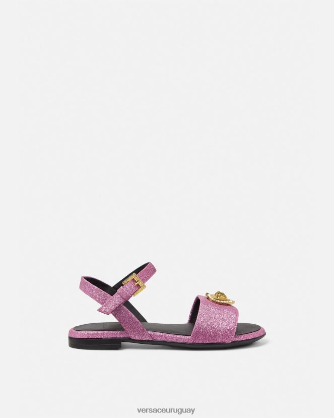 Versace sandalias con corazón de cristal y medusa niños rosa zapato H88R0H2039