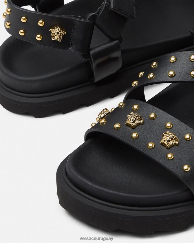 Versace sandalias con tachuelas y medusa niños negro zapato H88R0H2041