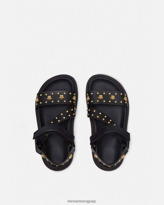 Versace sandalias con tachuelas y medusa niños negro zapato H88R0H2041