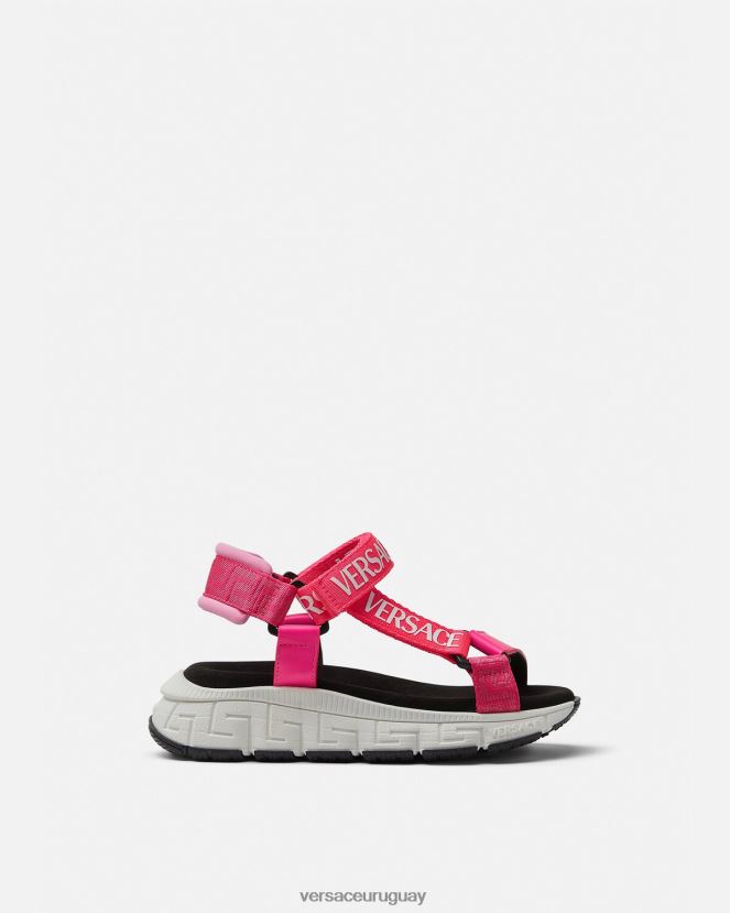 Versace sandalias con trigreca y logo niños fucsia zapato H88R0H2044