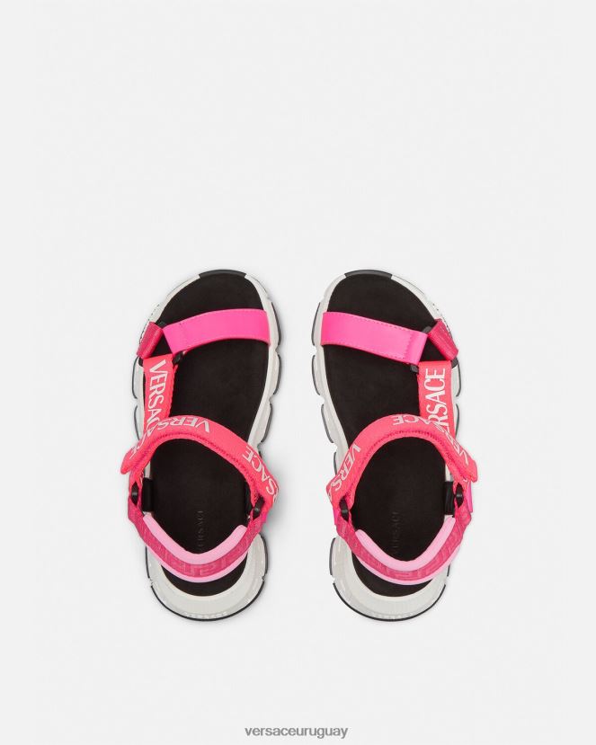 Versace sandalias con trigreca y logo niños fucsia zapato H88R0H2044