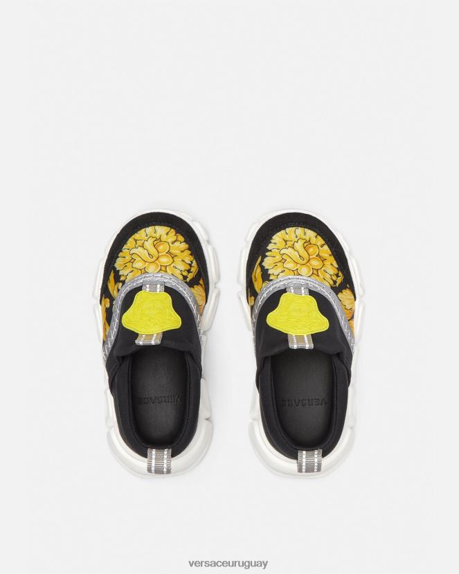 Versace zapatillas barroco con medusa para bebé niños negro y estampado zapato H88R0H1877