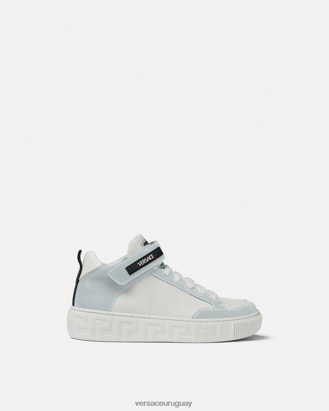 Versace zapatillas con logo Greca niños plata blanca zapato H88R0H2026
