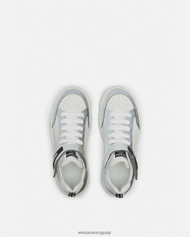 Versace zapatillas con logo Greca niños plata blanca zapato H88R0H2026