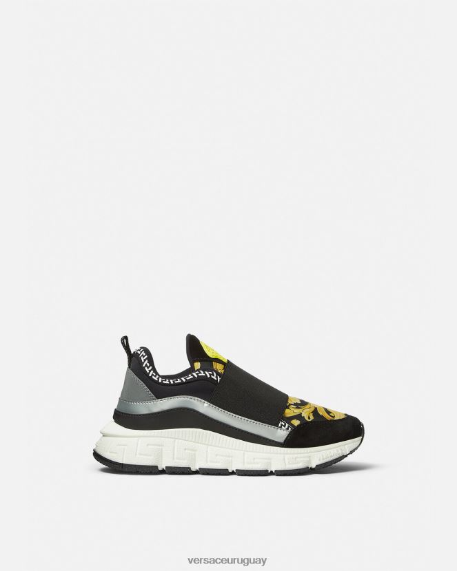 Versace zapatillas trigreca barroco niños negro y estampado zapato H88R0H2050