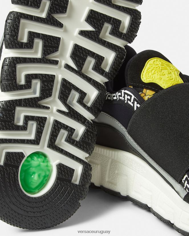 Versace zapatillas trigreca barroco niños negro y estampado zapato H88R0H2050
