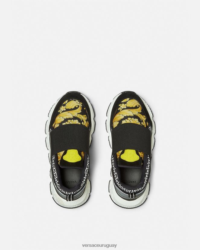 Versace zapatillas trigreca barroco niños negro y estampado zapato H88R0H2050