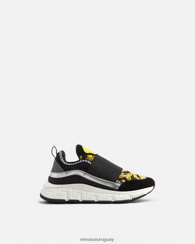 Versace zapatillas trigreca barroco niños negro y estampado zapato H88R0H2051