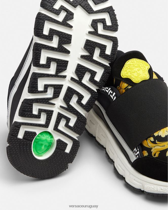 Versace zapatillas trigreca barroco niños negro y estampado zapato H88R0H2051